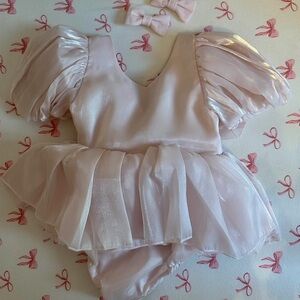 Pink Kids One Piece Bodysuit with Bow